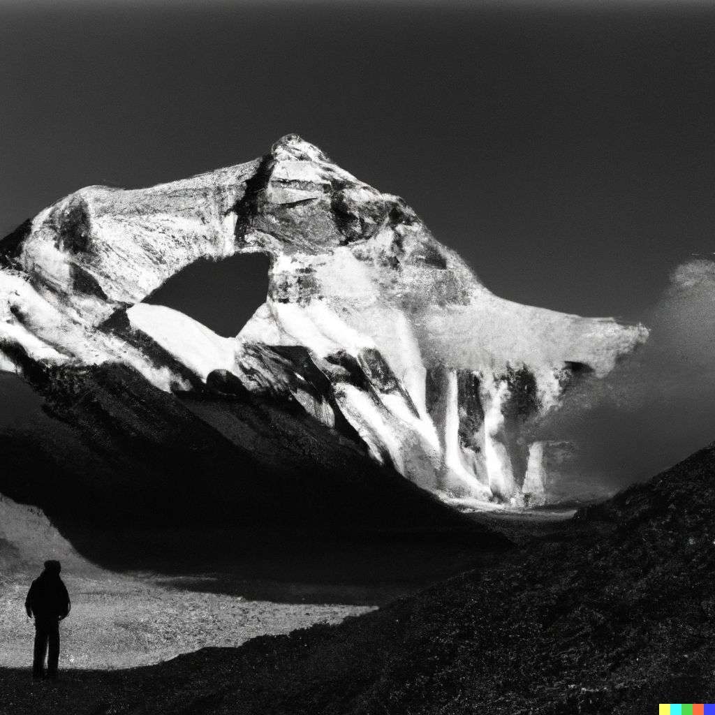 someone gazing at Mount Everest, photograph taken by Michael Kenna
